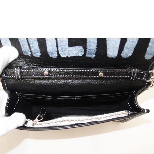 44240 5 Balenciaga Bazaar Graffiti Chain Bag Black