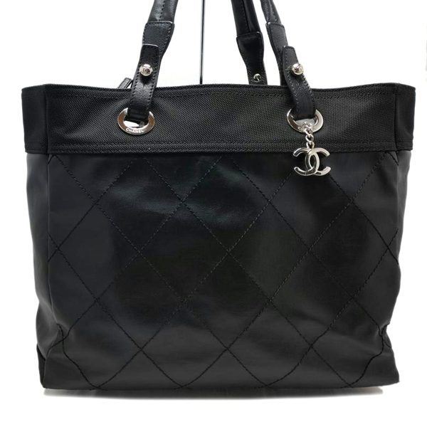 44244 1 Chanel Paris Biarritz Leather Tote Bag Black