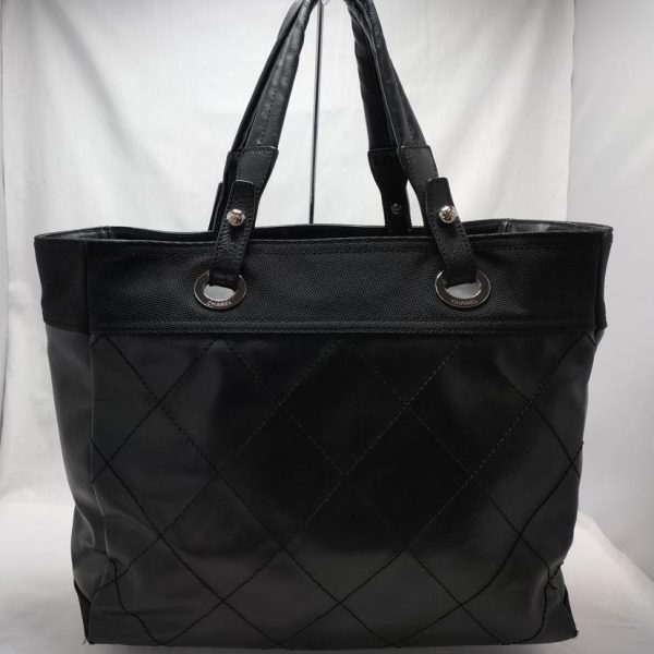 44244 2 Chanel Paris Biarritz Leather Tote Bag Black