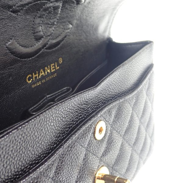 442472 07 Chanel Small Handbag Shoulder Black Matelasse 23