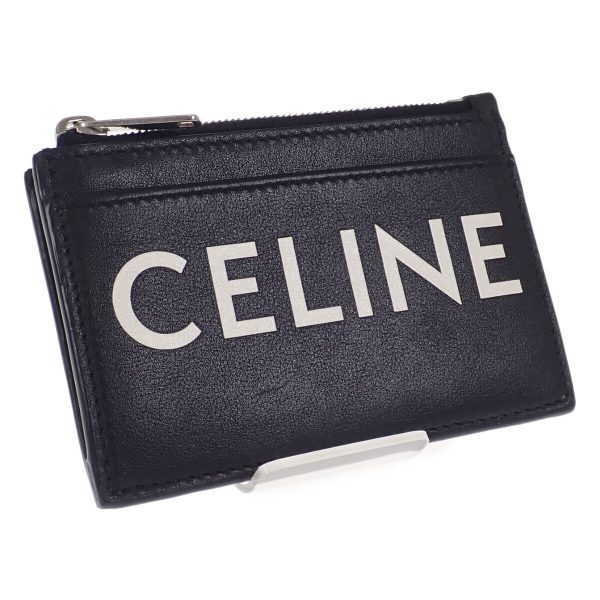 442522 01 Celine Zip Card Holder Case Pass Coin Purse Black