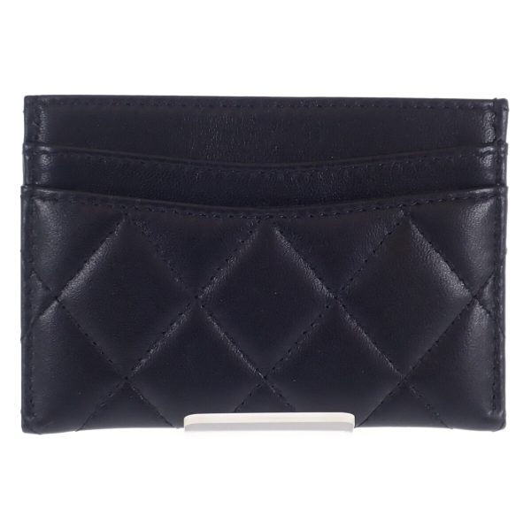 442576 03 Chanel Card Case Lambskin Black Matelasse