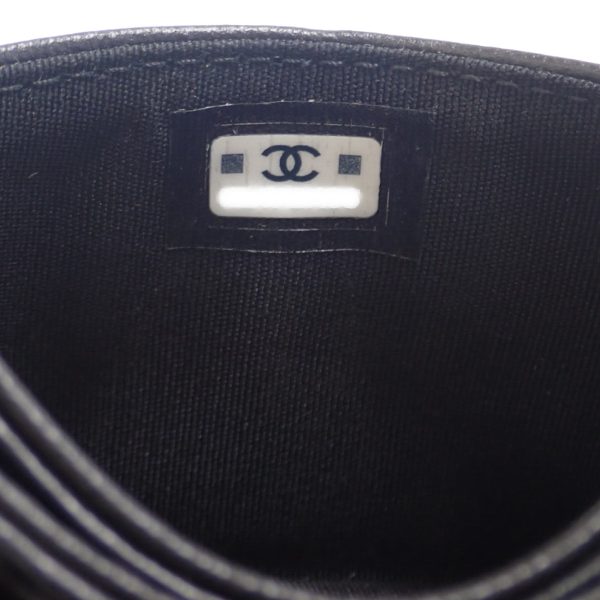 442576 05 Chanel Card Case Lambskin Black Matelasse