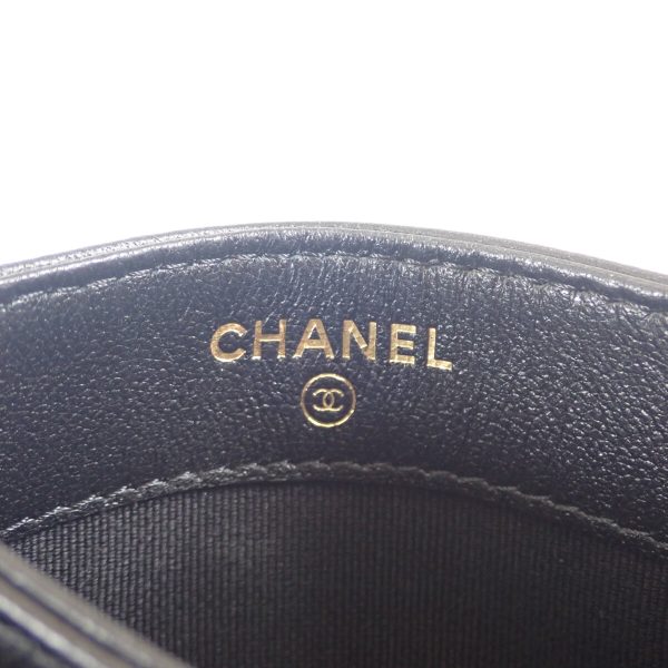 442576 06 Chanel Card Case Lambskin Black Matelasse