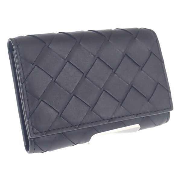 442666 01 Bottega Veneta Key Case Intrecciato Nero Black