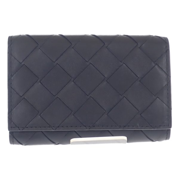 442666 02 Bottega Veneta Key Case Intrecciato Nero Black