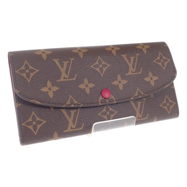 442807 01 Louis Vuitton Emily Long Wallet Brown Fuchsia