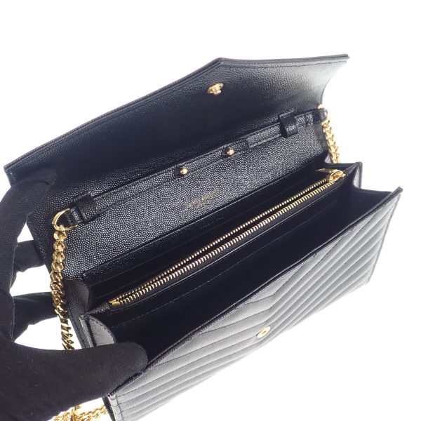 442808 06 Saint Laurent Cassandra Chain Wallet Clutch Black