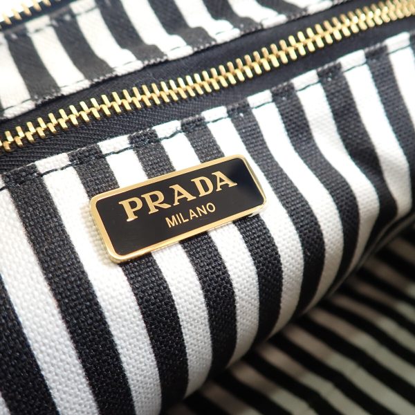 442817 08 Prada Canapa Pouch Canvas Cosmetic Pouch Black