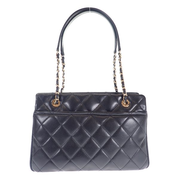 443046 03 Chanel Chain Shoulder Coco Mark Tote Bag Black