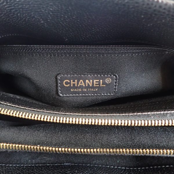 443046 08 Chanel Chain Shoulder Coco Mark Tote Bag Black