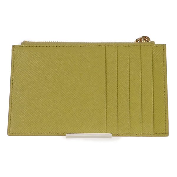 443074 03 Prada Saffiano Card Holder Yellow Triangle Logo