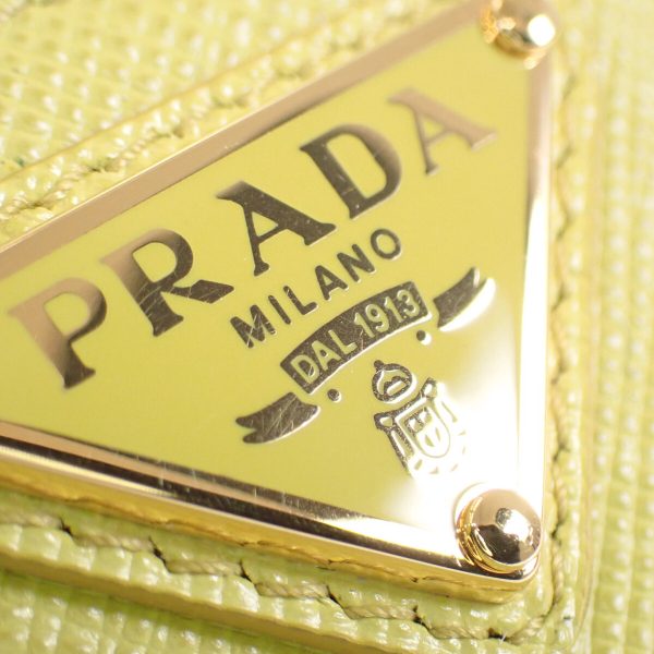 443074 07 Prada Saffiano Card Holder Yellow Triangle Logo