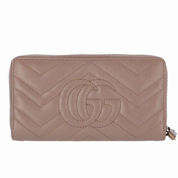 443123dtd1t5729 2 GUCCI GG Marmont Zip Round Wallet Beige