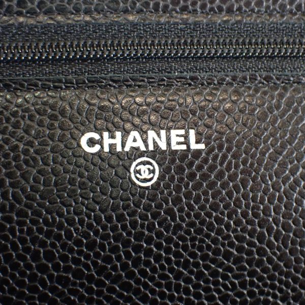 443128 07 Chanel Classic Chain Wallet Shoulder Bag Black