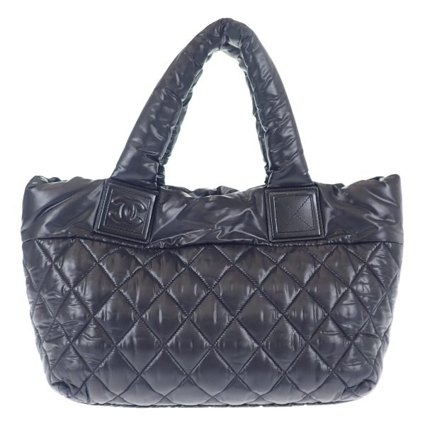 443130 03 Chanel Quilted Coco PM Small Tote Bag Nylon Black