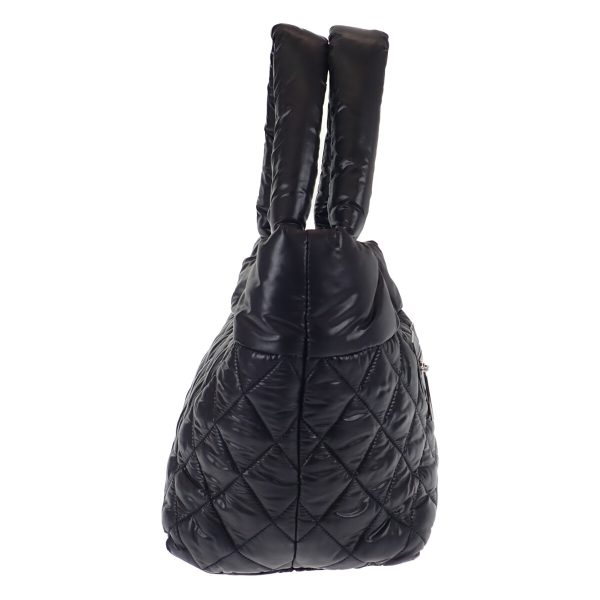 443130 04 Chanel Quilted Coco PM Small Tote Bag Nylon Black