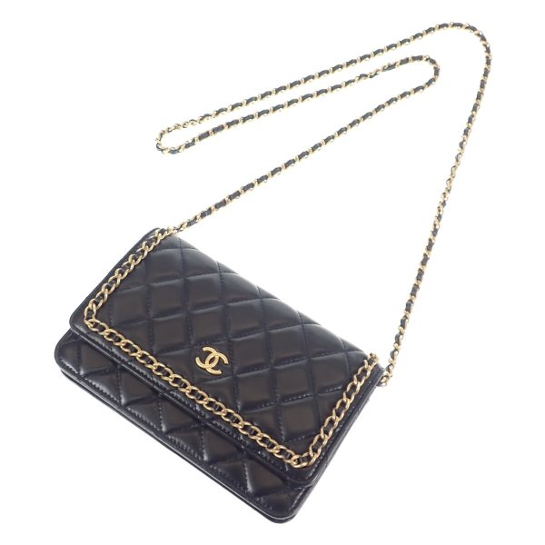 443263 02 Chanel Matelasse Chain Wallet Shoulder Bag Black