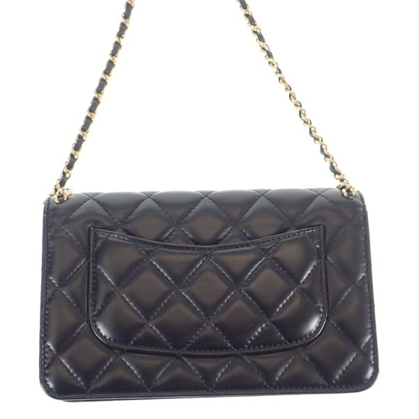 443263 04 Chanel Matelasse Chain Wallet Shoulder Bag Black