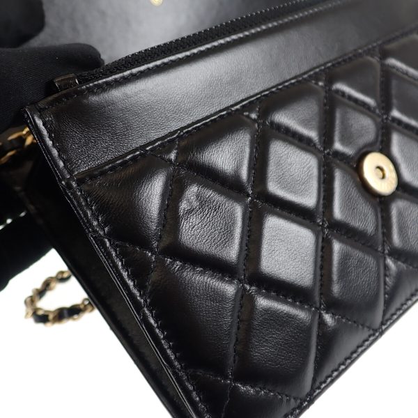 443263 09 Chanel Matelasse Chain Wallet Shoulder Bag Black