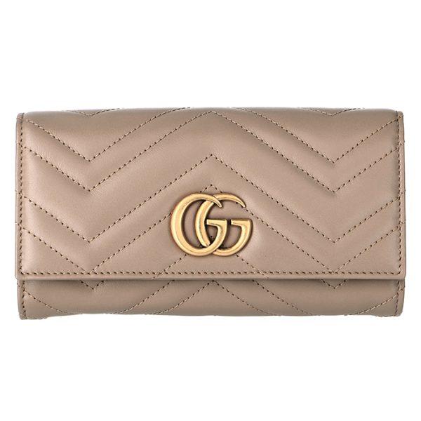 443436dtd1t5729 1 GUCCI GG Marmont Bifold Wallet Beige