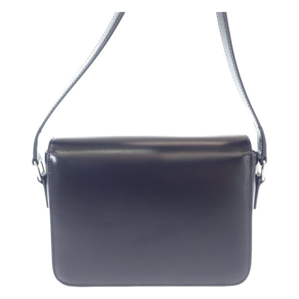 443471 04 Celine Teen Triomphe Shoulder Shiny Calfskin Black