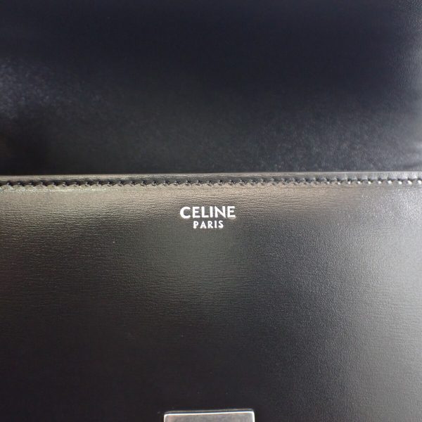 443471 07 Celine Teen Triomphe Shoulder Shiny Calfskin Black