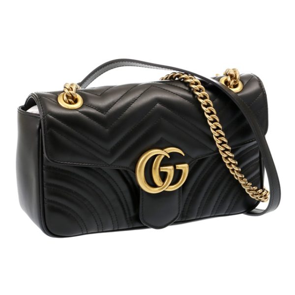 443497 dtd1t 1000 GUCCI GG Marmont Quilted Shoulder Diagonal Chain Mini Bag Black