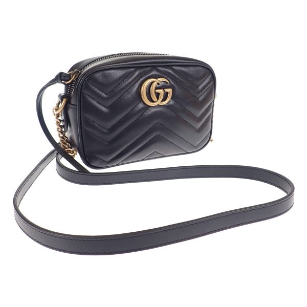 443529 01 Gucci GG Marmont Quilted Mini Shoulder Bag Black