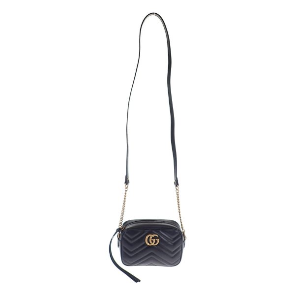 443529 02 Gucci GG Marmont Quilted Mini Shoulder Bag Black