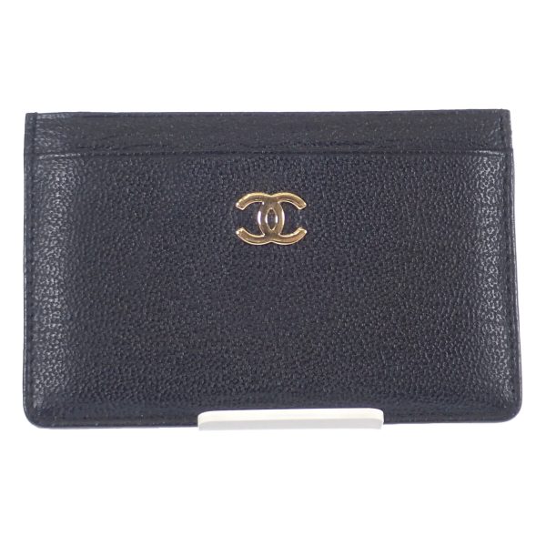 443537 02 Chanel Cocomark Card Case Calfskin Black