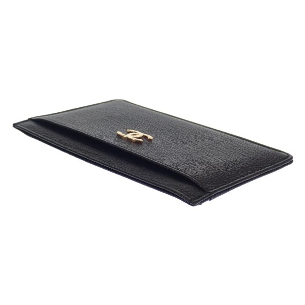 443537 04 Chanel Cocomark Card Case Calfskin Black