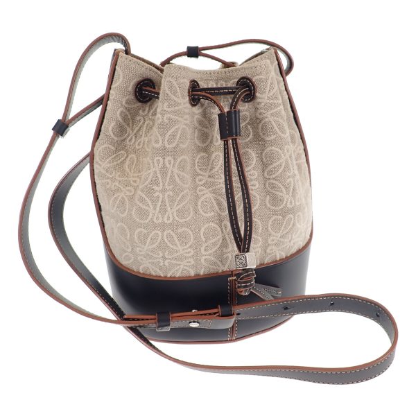 443582 01 Loewe Anagram Balloon Bag Shoulder Ivory Black