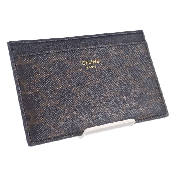 443637 01 Celine Card Holder Case Leather Black