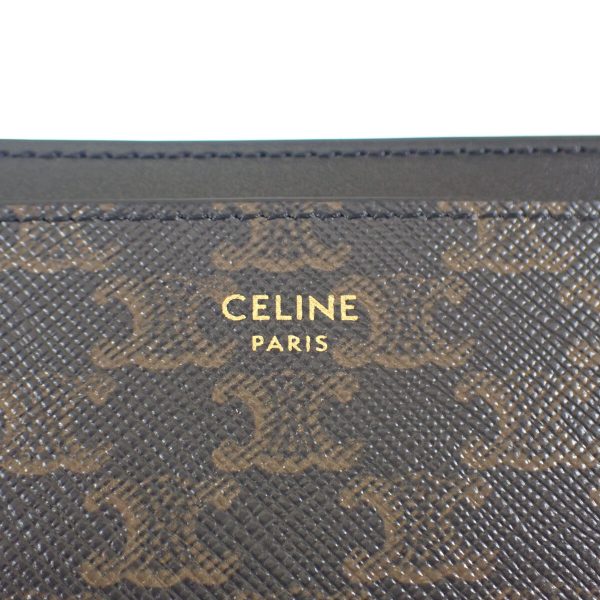 443637 05 Celine Card Holder Case Leather Black