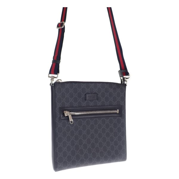 443763 01 Gucci GG Supreme Messenger Shoulder Bag Black