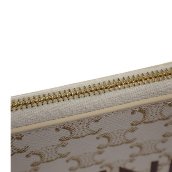 444160 07 Celine Coin Card Case Triomphe Canvas White