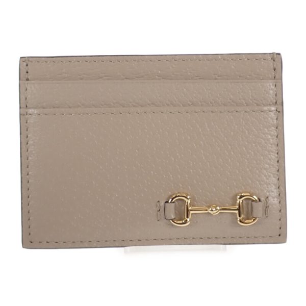 444168 02 Gucci Card Case Horse Bit Calfskin Beige