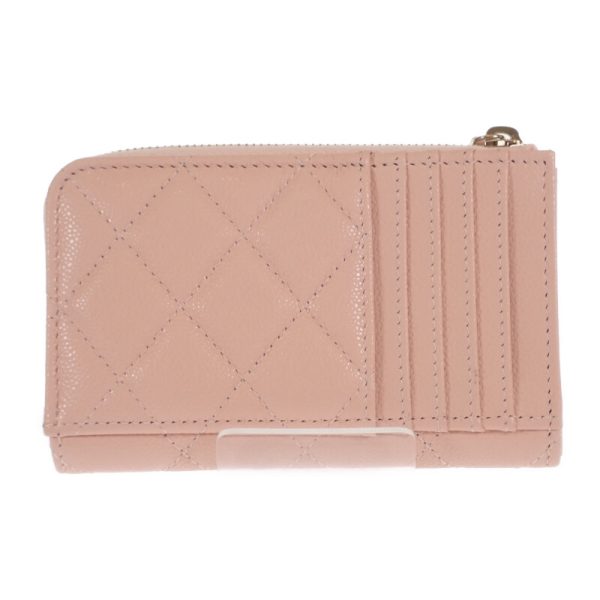 444217 03 Chanel Fragment Coin Card Case Baby Pink Champagne