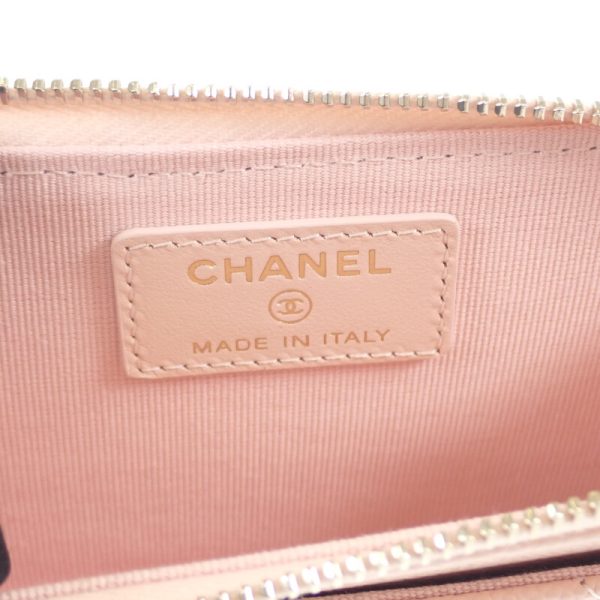 444217 07 Chanel Fragment Coin Card Case Baby Pink Champagne