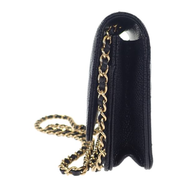 444324 05 Chanel Matelasse Chain Wallet Shoulder Black