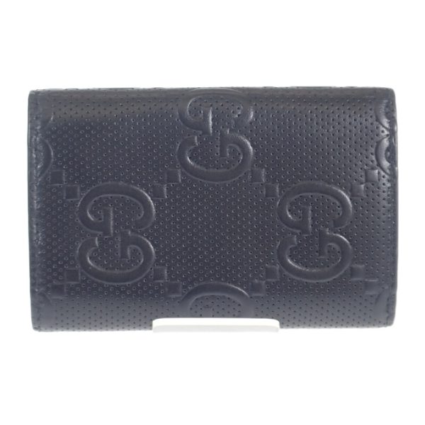 444402 03 Gucci GG Embossed 6 key Case Key Ring Black