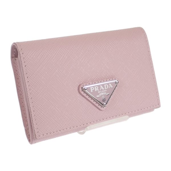 444811 01 Prada Triangle Case Business Card Holder Pink