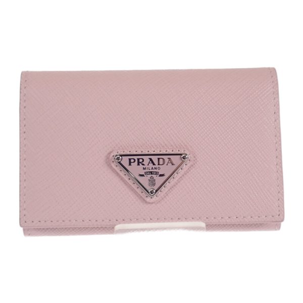 444811 02 Prada Triangle Case Business Card Holder Pink