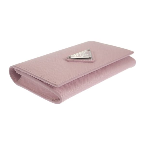 444811 04 Prada Triangle Case Business Card Holder Pink