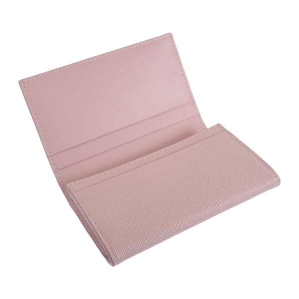 444811 05 Prada Triangle Case Business Card Holder Pink