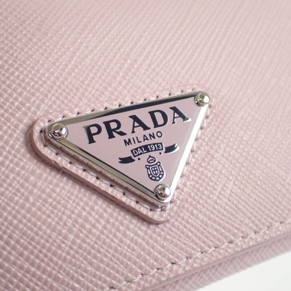 444811 08 Prada Triangle Case Business Card Holder Pink