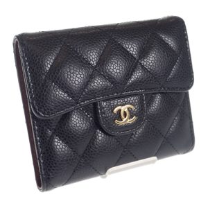 444821 01 CHANEL Boy Chanel TriFold Wallet Mini Wallet Caviar Skin Gray Hardware