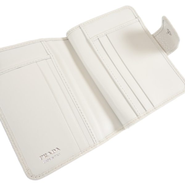 444903 05 Prada Vitello Dyno Leather Bifold Wallet White