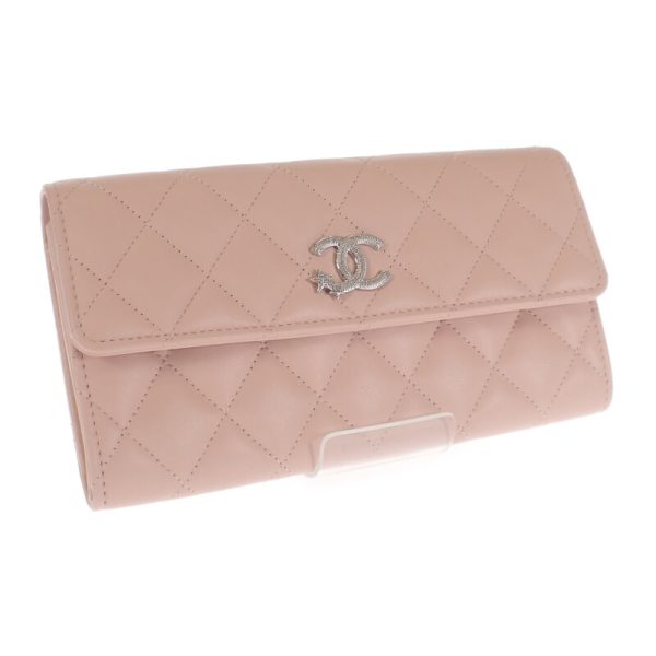 445030 01 Chanel Coco Star Flap Long Wallet Light Pink